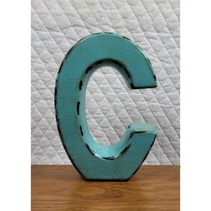 Apropos Home Collection Letter C Rustic Turquoise Desk Wall Home Office Décor